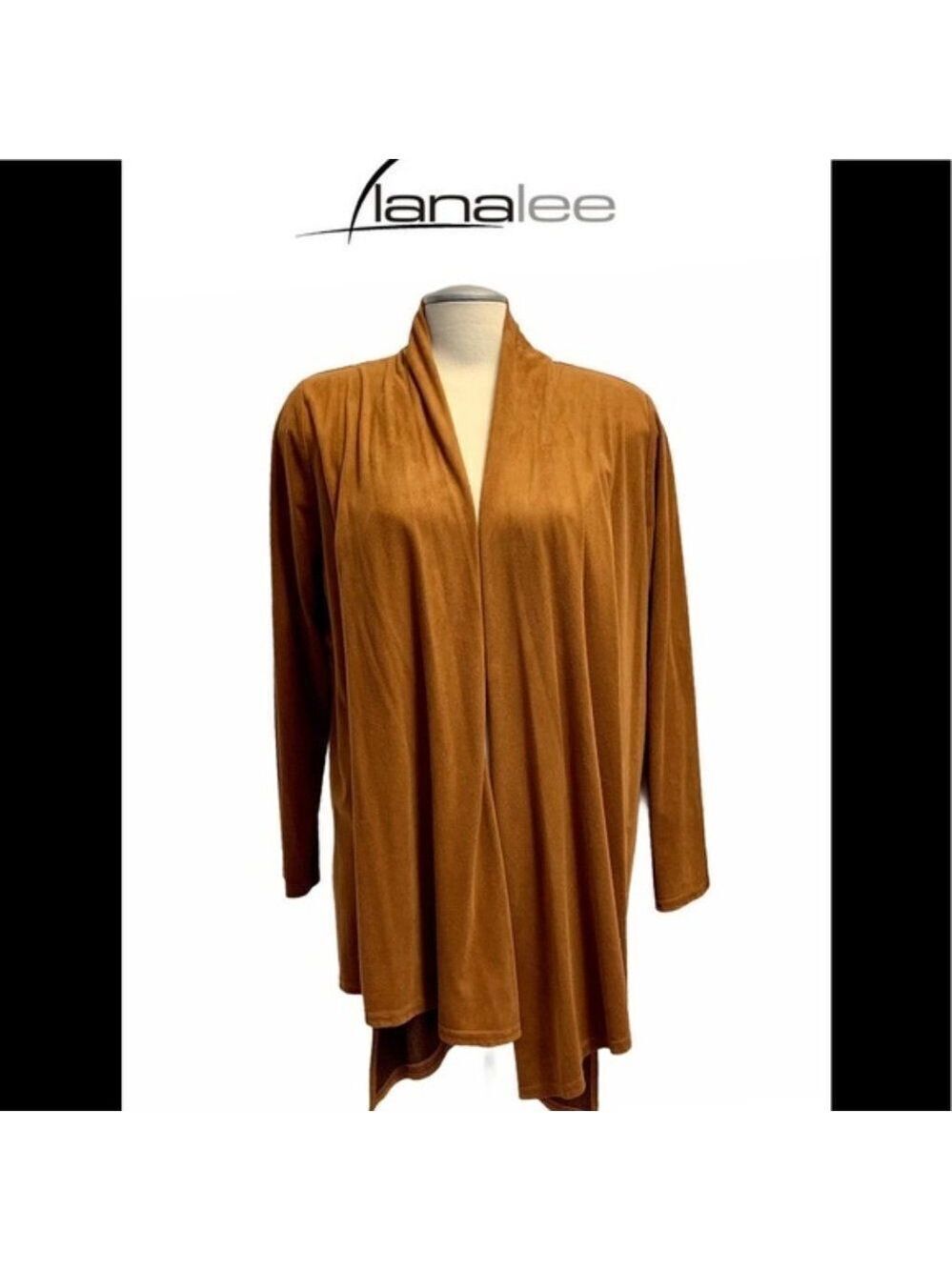 Lana Lee faux suede camel coloured cardigan sweater size L